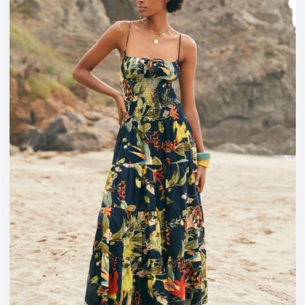 The Josephine Smocked Drop-Waist Dress size Medium Color:
BOTANICAL MOTIF - Picture 5 of 8